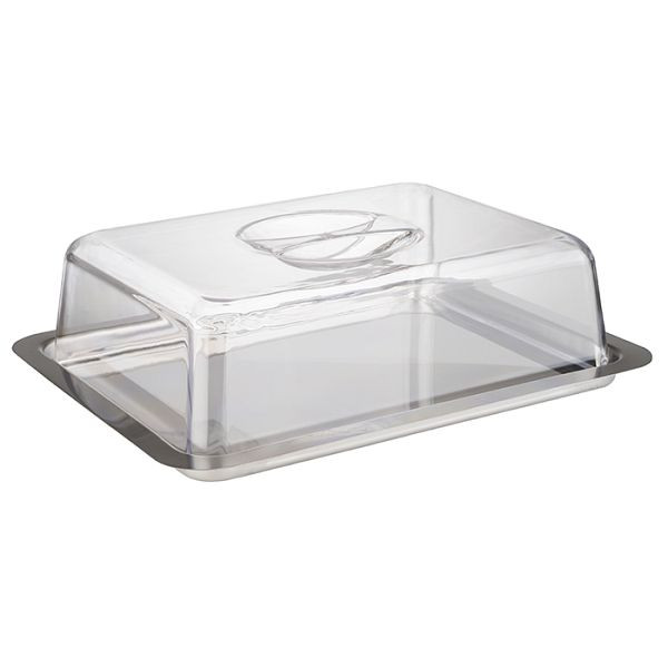 APS dienblad met kap, 25 x 19 cm, hoogte kap 7 cm, diepte: RVS 18/0, kap: polystyreen, 00067