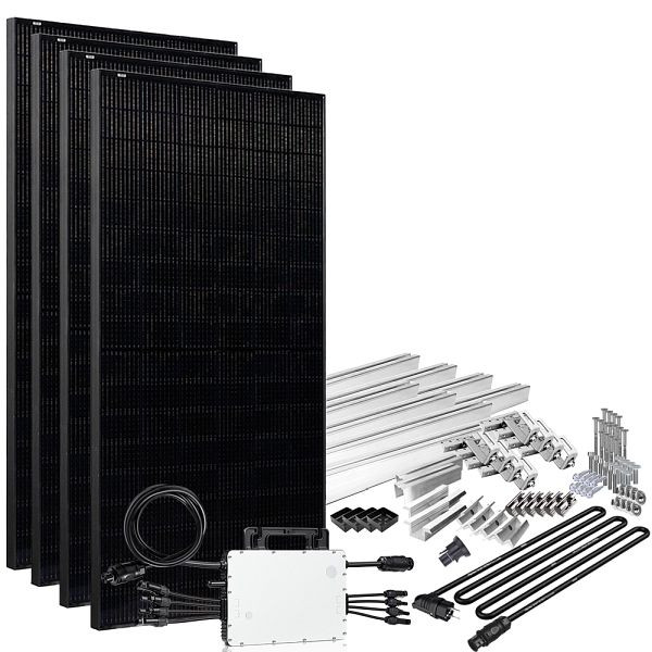 Offgridtec Solar-Direct 1640W HM-1500 zonnesysteem Volledig zwart Schuko-aansluiting - 15m aansluitkabel - pannendak installatieset, 4-01-014535-003