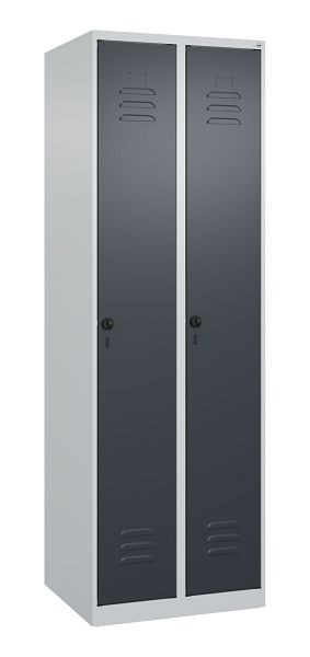 C+P multifunctionele kast Classic PLUS, wasruimte, 2 vakken, 1850x600x500mm, 7035/7016, veiligheidsdraaigrendel, deuren rechtsaanslag, 080000-20B S10007