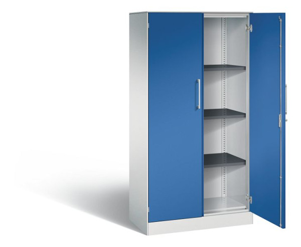 C+P vleugeldeurkast Asisto, H1635xB800xD435mm, kleur: lichtgrijs / gentiaanblauw, beugelgreep, 4 niveaus, 141013-000 S10111