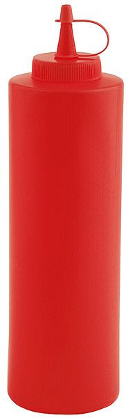 APS knijpfles, Ø 6,5 cm, hoogte: 25 cm, 0,65 liter, polyethyleen, rood, met schroefdop, 93156