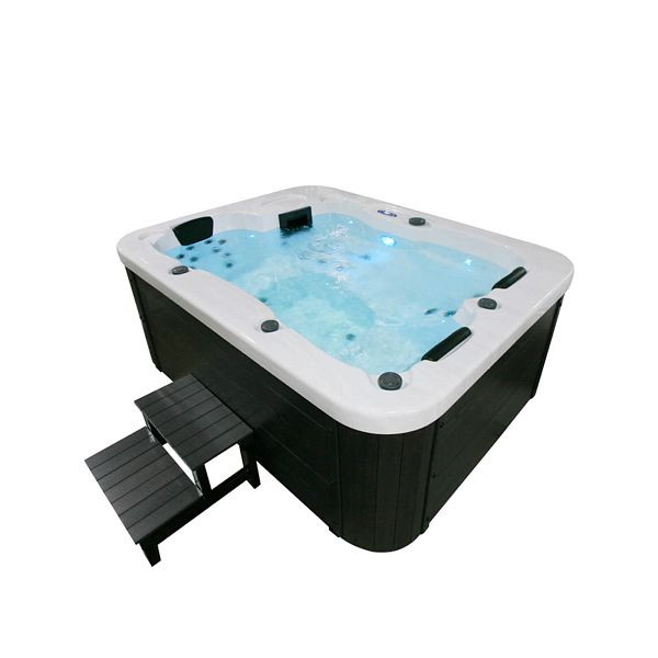 HOME DELUXE buitenwhirlpool WIT MARMER - met trap en thermische afdekking, 23379