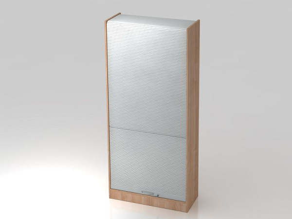 Hammerbacher rolluikkast verticaal 90cm, 5OH gebogen greep walnoot/zilver, 90x40x200,4 cm (BxDxH), VSET90/N/S/BM
