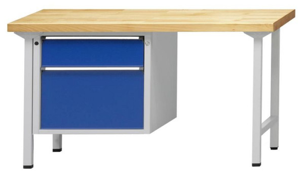 ANKE combinatie werkbank; 1500x700 mm; RAL 7035/5010; Linker onderkast (V-BL) 660x615x600 mm, 2 laden 180, 360 mm