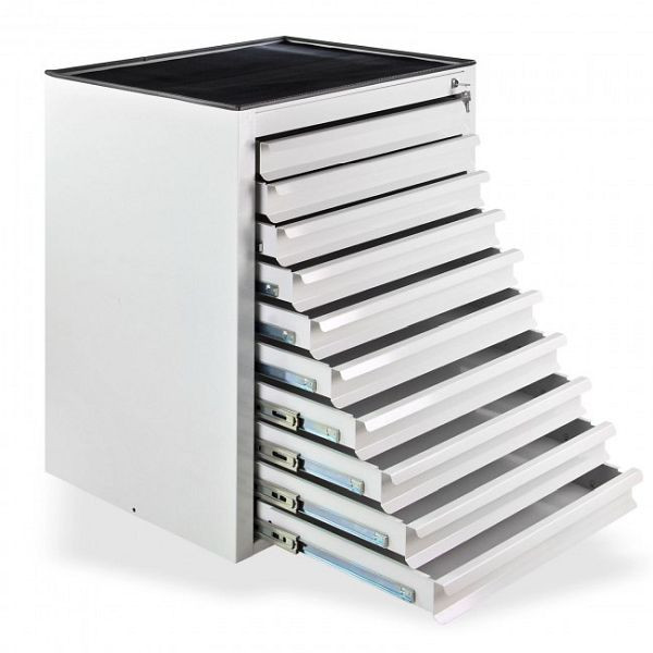 ADB ladekast "MAMMUT Maxi" 10 laden met opstaande rand, volledige kleur: lichtgrijs, RAL 7035, totale afmetingen BxDxH: 71x55x90 cm, 24864