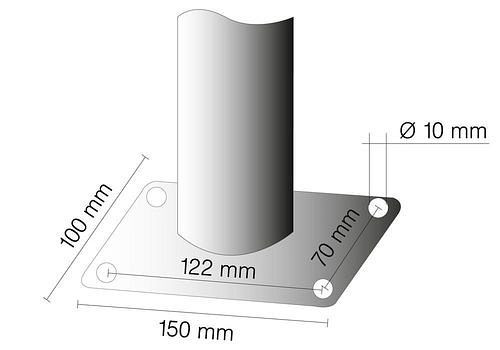 DENIOS leuninghoekpaal, verzinkt en gelakt, hoogte 1000 mm, Ø 48 mm, 249-379
