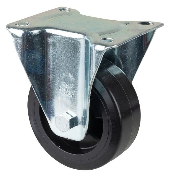 BS rollen transportrol, vaste rol, wielbreedte 50 mm, wiel-Ø 125 mm, draagvermogen 300 kg, zwarte elastische banden, kunststof, rollager, LSS410.B60.125