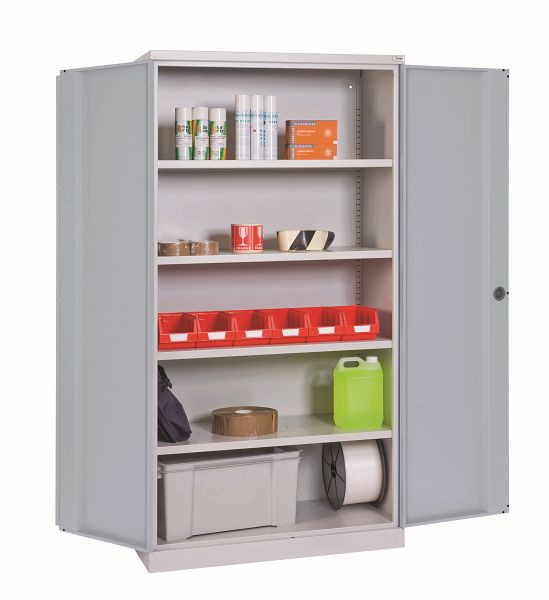 SOFAME draaideurkast B 1000 x D 500 x H 1950 mm, met 4 planken, lichtgrijs RAL 7035, W030020001GCGC