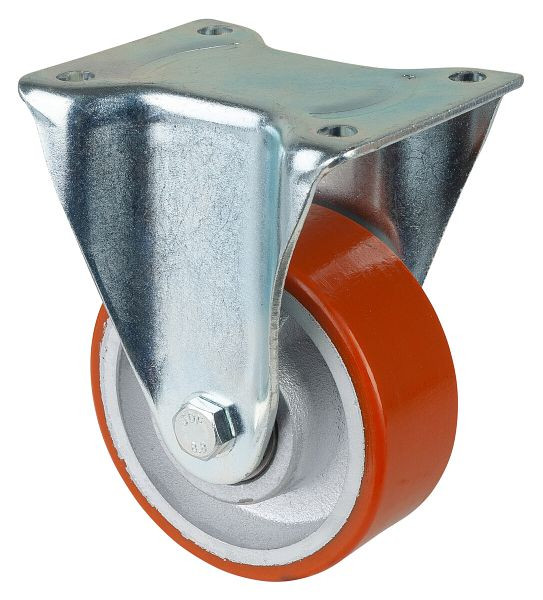 BS Rollen Zwaarlastwiel, bokwiel, wielbreedte 50 mm, wiel-Ø 125 mm, draagvermogen 550 kg, polyurethaan gegoten 95 Shore A, gegoten, kogellager, L610.C10.125
