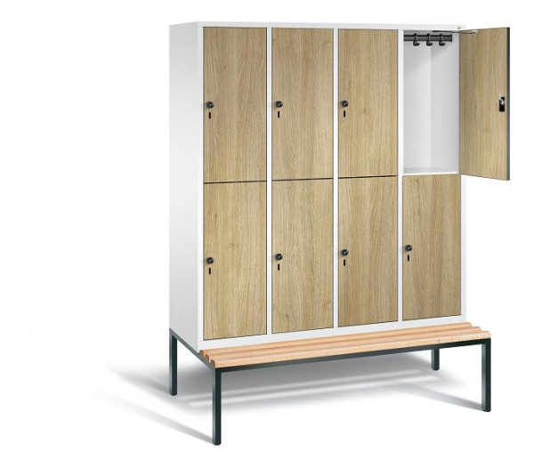C+P locker 2-laags Evolo, H2090xB1590xD810mm, kleur: verkeerswit / decor eiken Sereno, 48350-42 S10186
