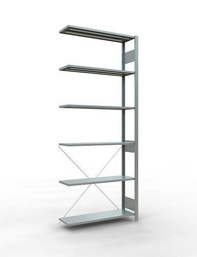 Schulte legbordstelling, aanbouwpaneel, 6 opbergniveaus, kruisschoor, vakbelasting 150 kg, 1006 x 336 x 2500 mm, 278690
