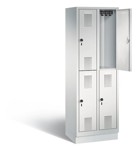 C+P locker dubbeldekker Evolo, H1800xB610xD500mm, kleur: lichtgrijs, 48320-20 S10027