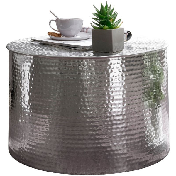 Wohnling salontafel RAHI 61 x 40,5 x 61 cm aluminium zilver oosters rond, WL5.481
