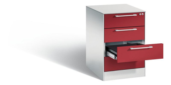 C+P archiefkast Asisto, H710xB440xD600mm, kleur: lichtgrijs/robijnrood, beugelgreep, 146275-422 S10024