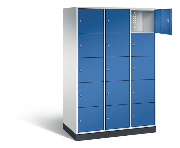 C+P XL lockerkast Intro, H1950xW1220xD590mm, kleur: lichtgrijs / gentiaanblauw, 8570-303 S10017