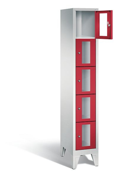 C+P lockerkast Classic, H1850xB320xD500mm, kleur: lichtgrijs / vuurrood, 8010A105 S10018