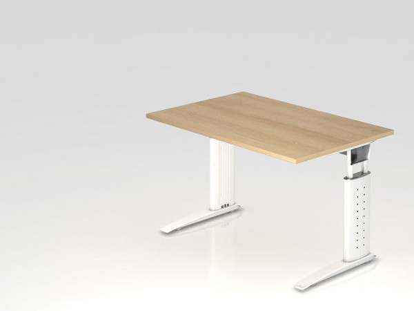 Hammerbacher bureau C-poot 120x80cm eiken/wit, werkhoogte 68-86 cm verstelbaar, VUS12/E/W
