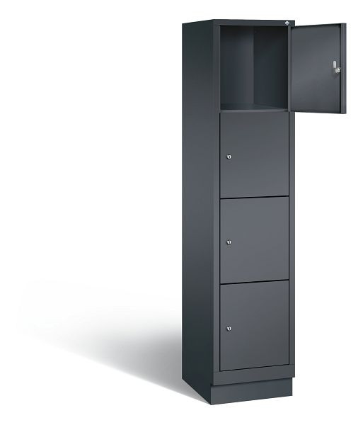C+P lockerkast Evolo, H1800xB420xD500mm, kleur: zwart-grijs, 48020-124 S10089