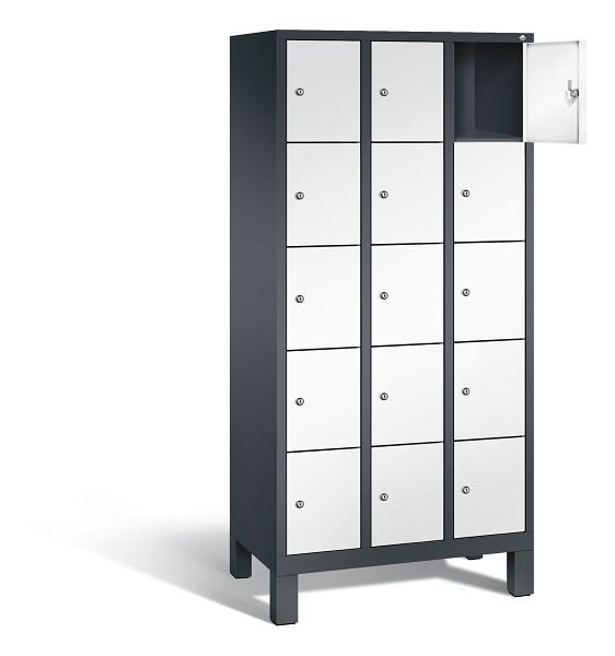 C+P lockerkast Evolo, H1850xB900xD500mm, kleur: zwartgrijs / verkeerswit, 48010-305 S10098
