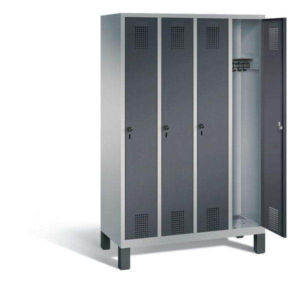 C+P Evolo kleerkast, H1850xB1190xD500mm, kleur: wit aluminium / antracietgrijs, 48010-40 S10699