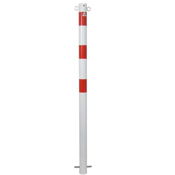 Schake afzetpaal stalen buis Ø 60 x 2,5 mm vast voor inzetting in beton, thermisch verzinkt en wit gecoat, 2 ogen, 460B/2