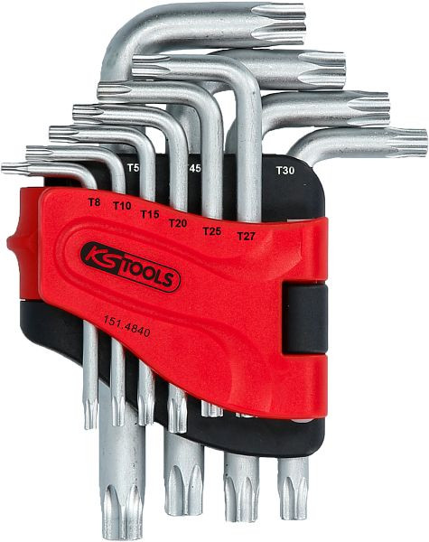 KS Tools Torx stiftsleutelset met boring, kort, 10-delig, TB8-TB50, 151.4840
