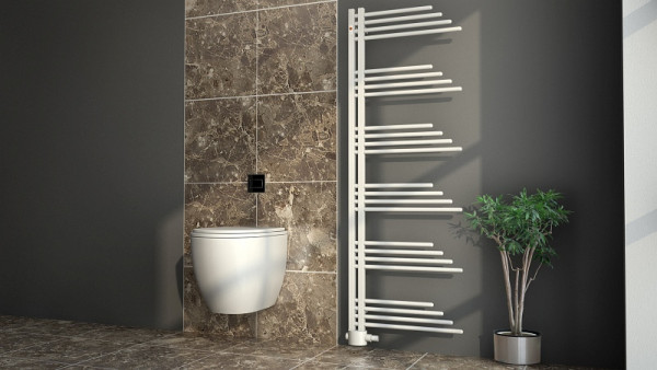 MERT designradiator BELLUNA wit, 600 x 1700 mm, met middenaansluiting, 5-BELLUNA-60x170-WM