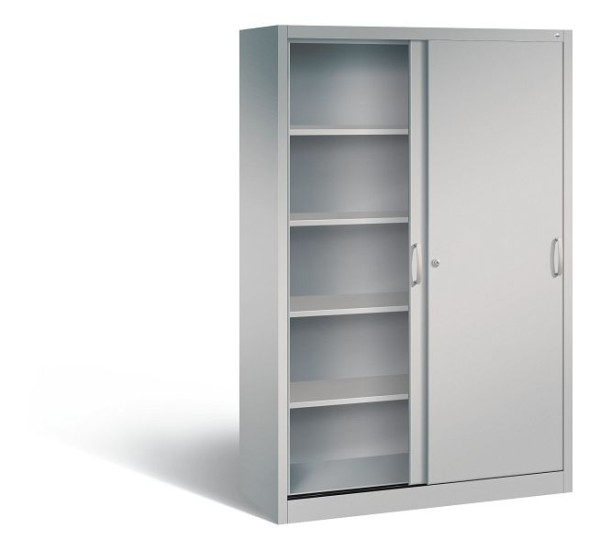 C+P schuifdeurkast Acurado, H1950xB1200xD500mm, kleur: wit aluminium, beugelgreep, 5 FH, 2050-00 S10169
