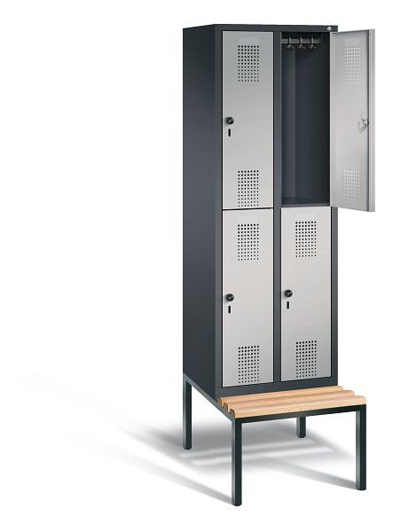 C+P locker dubbeldekker Evolo, H2090xW610xD815mm, kleur: zwart-grijs/wit aluminium, 48350-20 S10085