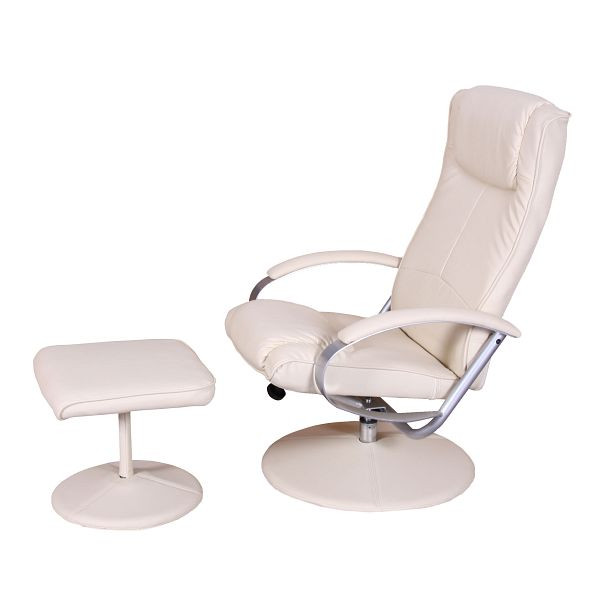 Mendler Relaxliege Relax fauteuil TV-fauteuil N44 met kruk, crèmewit, 20154
