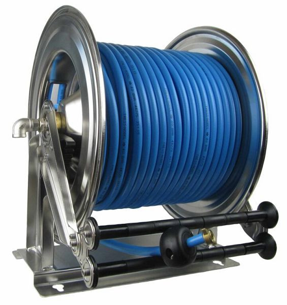 Ebinger slanghaspel OSM 710, max. 40bar, 60m - 10mm ID PVC-gewasbeschermingsslang, behuizing: RVS, 1.714.241