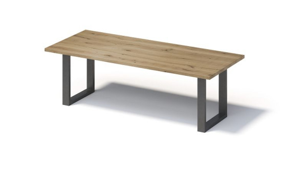 Bisley Fortis Table Regular, 2400 x 1000 mm, rechte rand, geolied oppervlak, O-frame, oppervlak: naturel / framekleur: blank staal, F2410OP303