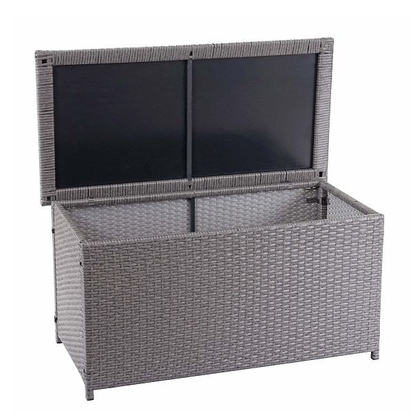 Mendler polyrotan kussenbox HWC-D88, tuinkist opbergkist, basic grijs, 51x115x59cm 250l, 64573
