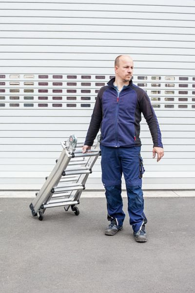 Euroline aluminium Vario vouwladder op wielen met 4 x 3 treden, 3,85m werkhoogte, 3162103