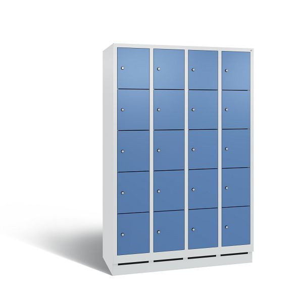 C+P Schließfachschrank Evolo, 20 Fächer, H1800xB1190xT500 mm, Grau/Fernblau, 48020-405 S10185