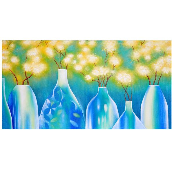 Mendler olieverf vazen, 100% handgeschilderde muurschildering XL, 135x70cm, 51278