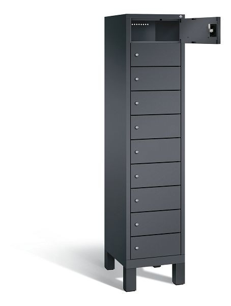 C+P lockerkast Evolo, H1850xB420xD500mm, kleur: zwart-grijs, 48010-1210 S10015
