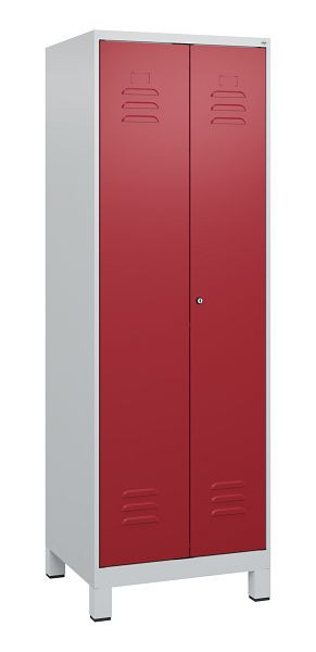 C+P luierkluis Classic PLUS, dubbele locker, voeten, 2 vakken, 1800x600x500mm, 7035/3003, cilinderslot, 0800127-20P S10016