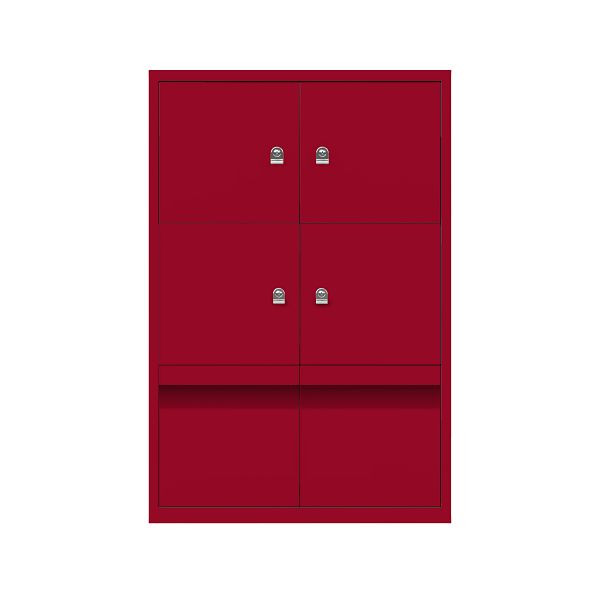 Bisley LateralFile Lodge, 4 lockers: H 375 mm, 2 laden: H 375 mm, staal, cilinderslot, kardinaal rood, L0836SABX2SPXP670