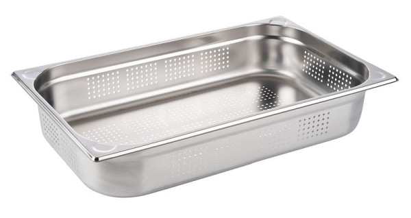 APS GN 1/1 bak, geperforeerd, 53 x 32,5 cm, diepte: 100 mm, RVS, 14 liter, 81908