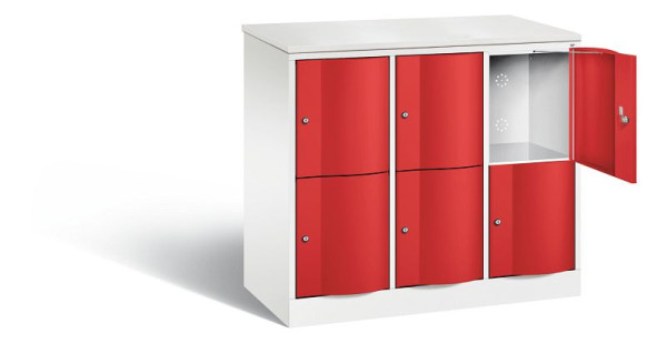 C+P lockerkast Resisto, H1077xB1148xD540mm, kleur: verkeerswit / vuurrood, 8472-372 S10178