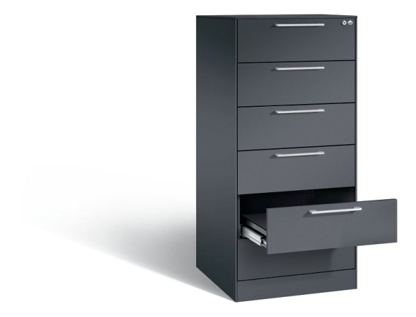 C+P archiefkast Asisto, H1310xB562xD600mm, kleur: zwart-grijs, beugelgreep, 146224-622 S10027
