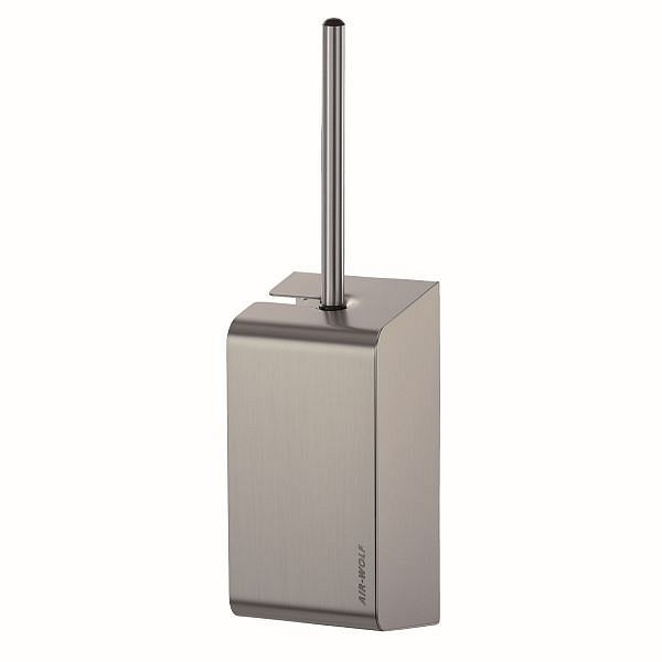 Air Wolf toiletborstelhouder met gesloten front, serie Lobo, H x B x D: 420 x 114 x 111 mm, gecoat roestvrij staal, 40-615