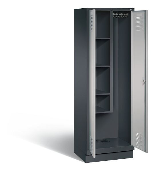 C+P reinigingsmiddelenkast Evolo, H1800xB610xD500mm, kleur: zwart-grijs/wit aluminium, 48120-00 S10101