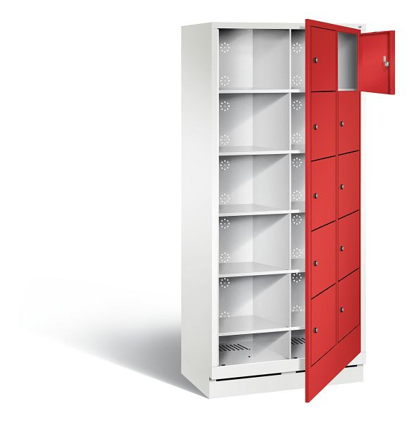 C+P wasautomaat Evolo, H1800xW810xD500mm, kleur: verkeerswit / vuurrood, 48160-205 S10291