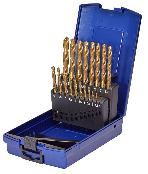 SW-Stahl spiraalborenset, HSS-G TIN, 1-10 mm, 19-delig, in kunststof cassette, 81519L