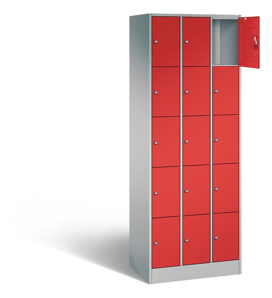 C+P lockerkast serie 8070, H1950xB680xD480mm, kleur: wit aluminium / vuurrood, 80700-30 S10366