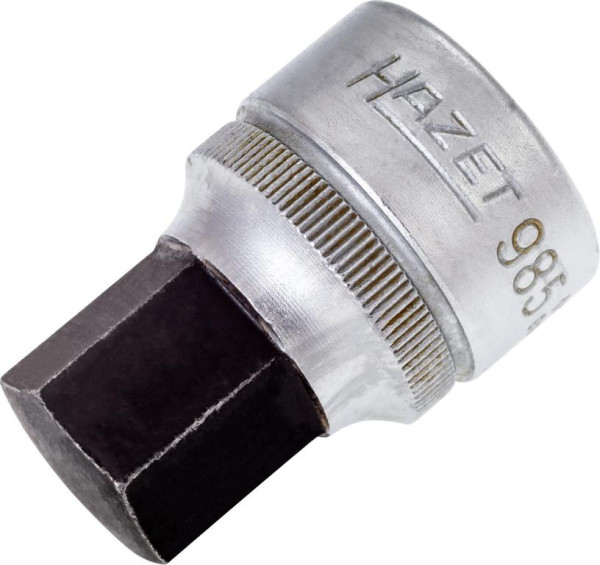 Hazet schroevendraaierdop, hol vierkant 12,5 mm, binnenzeskant profiel, 17 mm, extra kort met karteling, 985-17