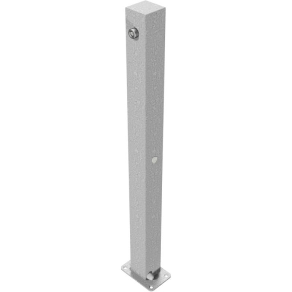 Stone HGS afzetpaal -Bollard- 70 x 70 mm met 8 mm driehoekige sluiting, opklapbaar/voor pluggen en voetplaat 100x150mm, verzinkt, zonder oogjes, 470un