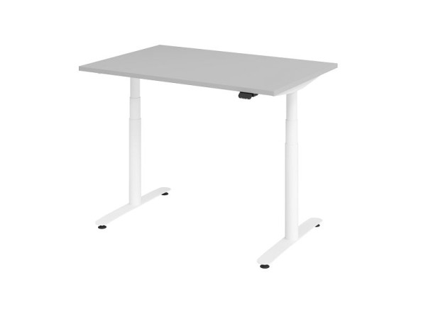 Hammerbacher zit-sta bureau elektrisch 120x80cm grijs/wit, VXDLR12/5/W